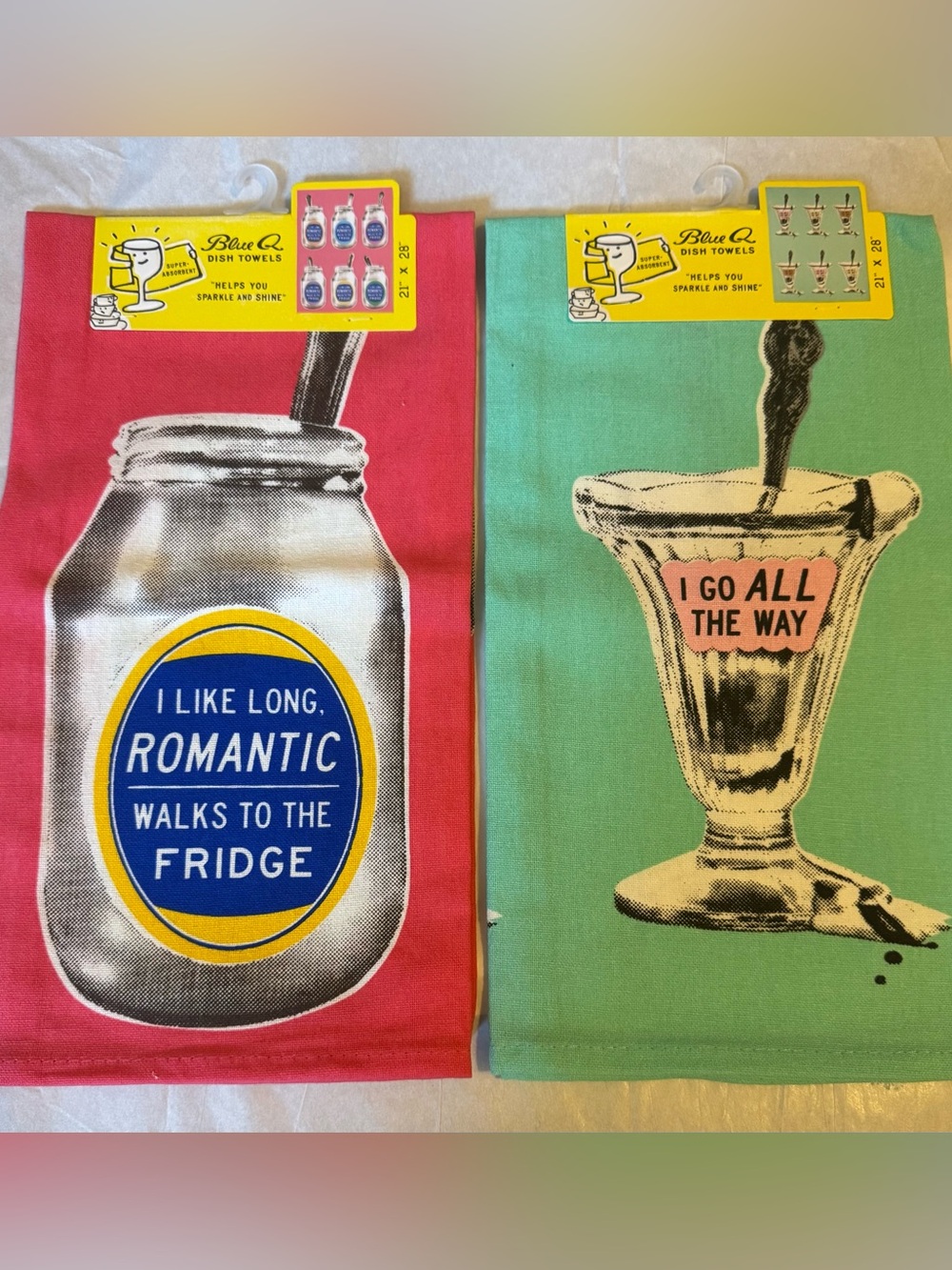 2 NWT Blue Q Dish Towels Fun Funny Cute